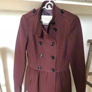 BURBERRY BRIT DOUBLE BREASTED WOOL COAT US 2